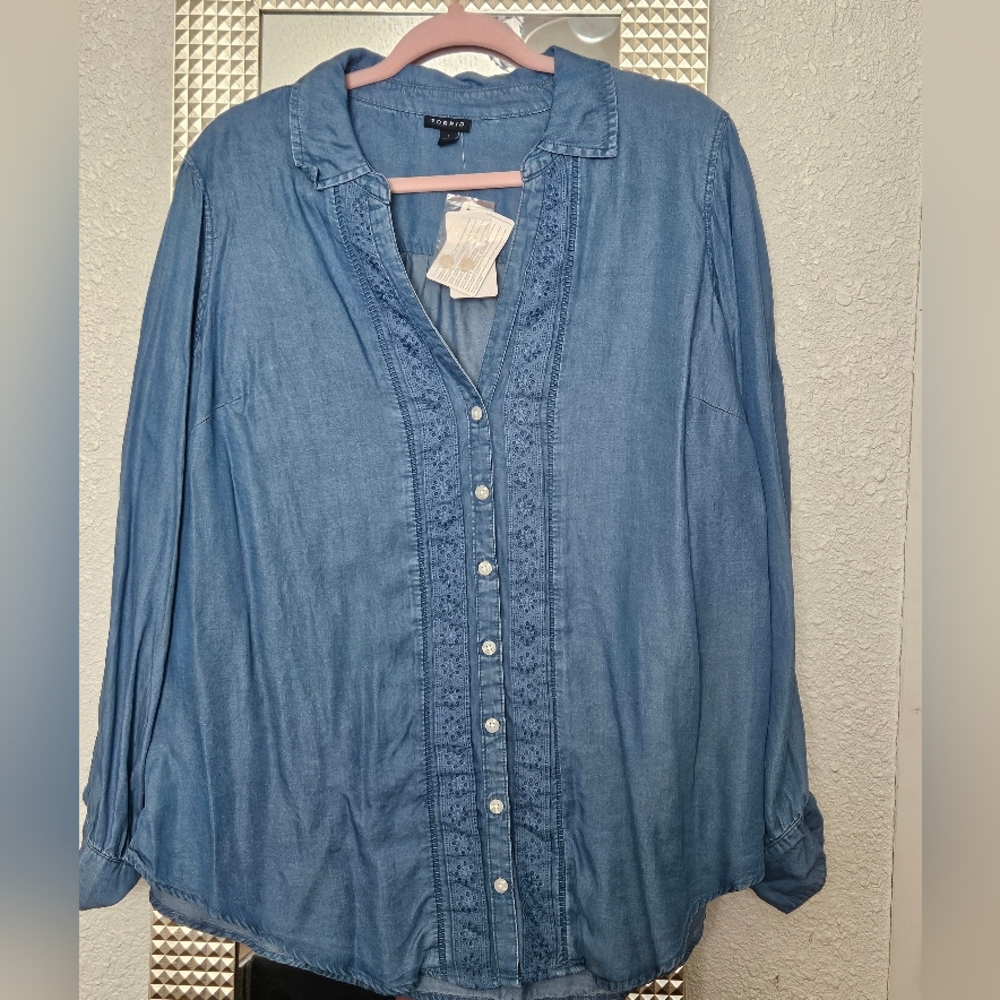 Blue Denim Torrid Button-Up Shirt